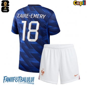 Franța Warren Zaire-Emery #18 Echipament de Fotbal Replică Mondial 2026 Copii Acasa (+ Șorturi)